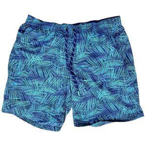 Land’s End Men's 2XL Volley 9"Board Shorts Swim Trunks Blue Green Floral